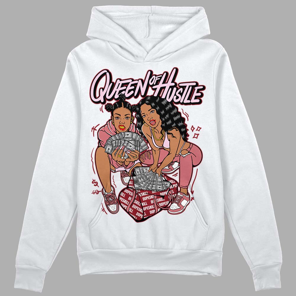 Valentine's Day Collection DopeSkill Hoodie Sweatshirt Queen Of Hustle Graphic Streetwear - White 