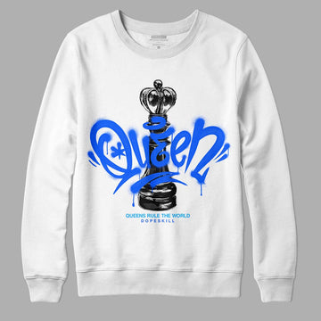 Royal Blue Sneakers DopeSkill Sweatshirt Queen Chess Graphic Streetwear - White 