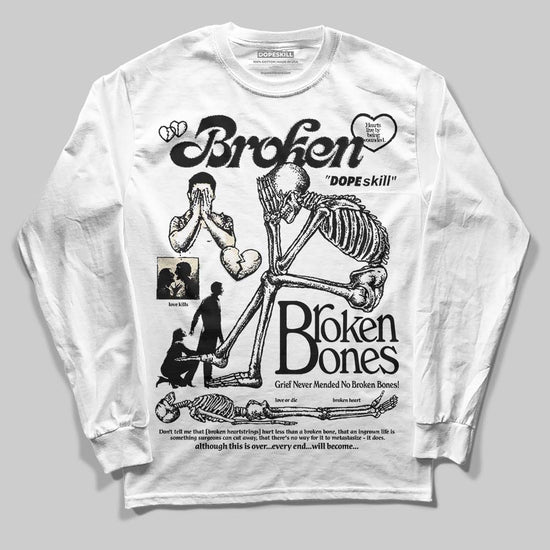 Jordan 5 Retro Reverse Metallic DopeSkill Long Sleeve T-Shirt Broken Bones Graphic Streetwear - White