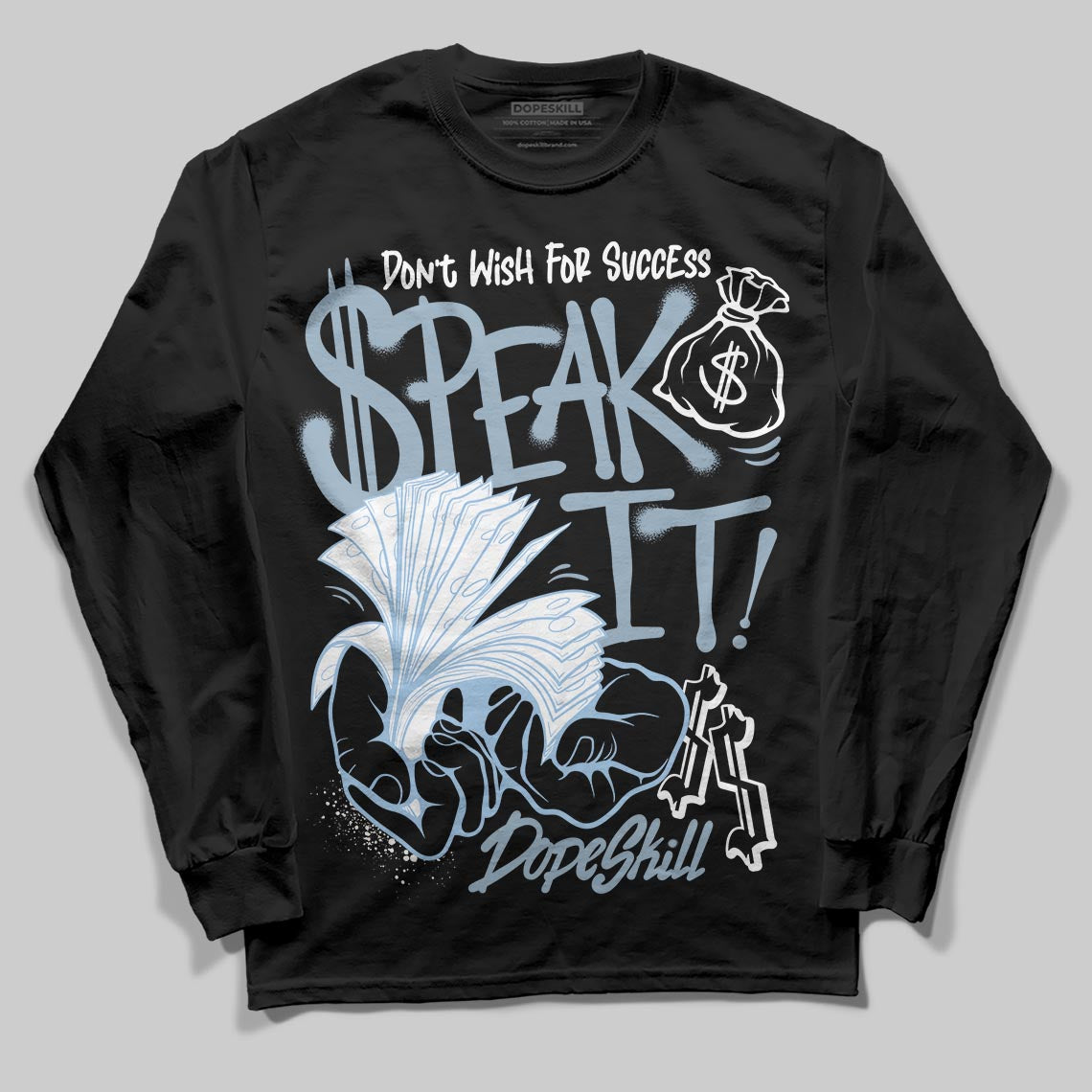 Jordan 40 “Blue Suede” DopeSkill Long Sleeve T-Shirt Speak It Graphic Streetwear - Black