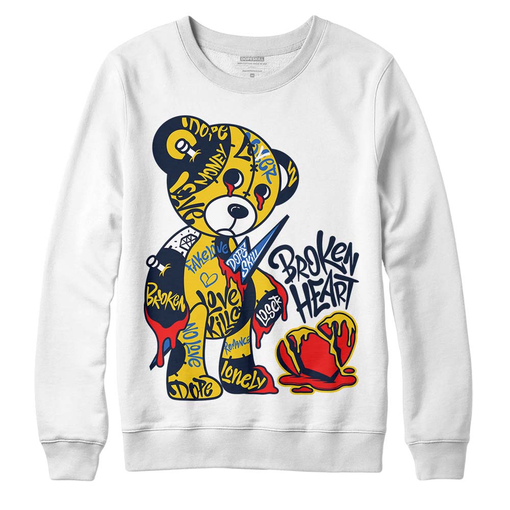 Dunk Low Vintage “Michigan” DopeSkill Sweatshirt Broken Heart Graphic Streetwear - White