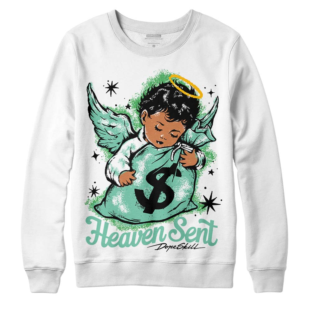 Jordan 1 High OG Green Glow DopeSkill Sweatshirt Heaven Sent Graphic Streetwear - White 