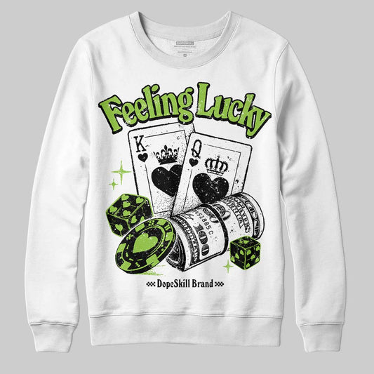 Neon Green Sneakers DopeSkill Sweatshirt Feeling Lucky Graphic Streetwear - White