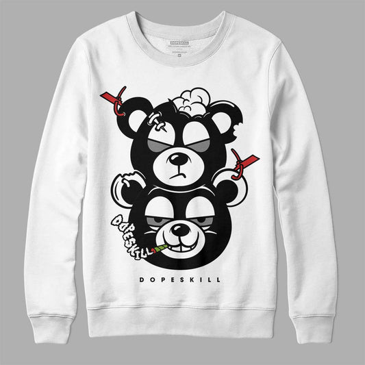 Jordan 1 High OG “Black/White” DopeSkill Sweatshirt New Double Bear Graphic Streetwear - White 