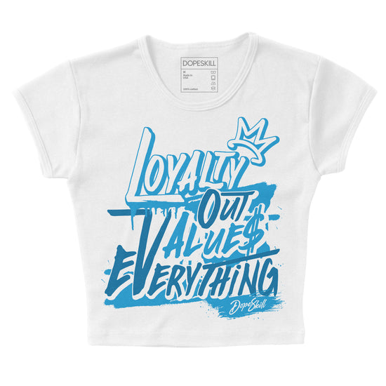 Jordan 4 Retro Military Blue DopeSkill Women's Crop Top LOVE Graphic Streetwear - White