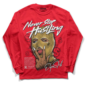 Jordan 4 Red Thunder DopeSkill Red  Long Sleeve T-Shirt Never Stop Hustling Graphic Streetwear 