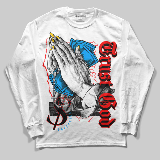 Nike Dunk Low x LeBron James 'Fruity Pebbles' DopeSkill Long Sleeve T-Shirt Trust God Graphic Streetwear - White