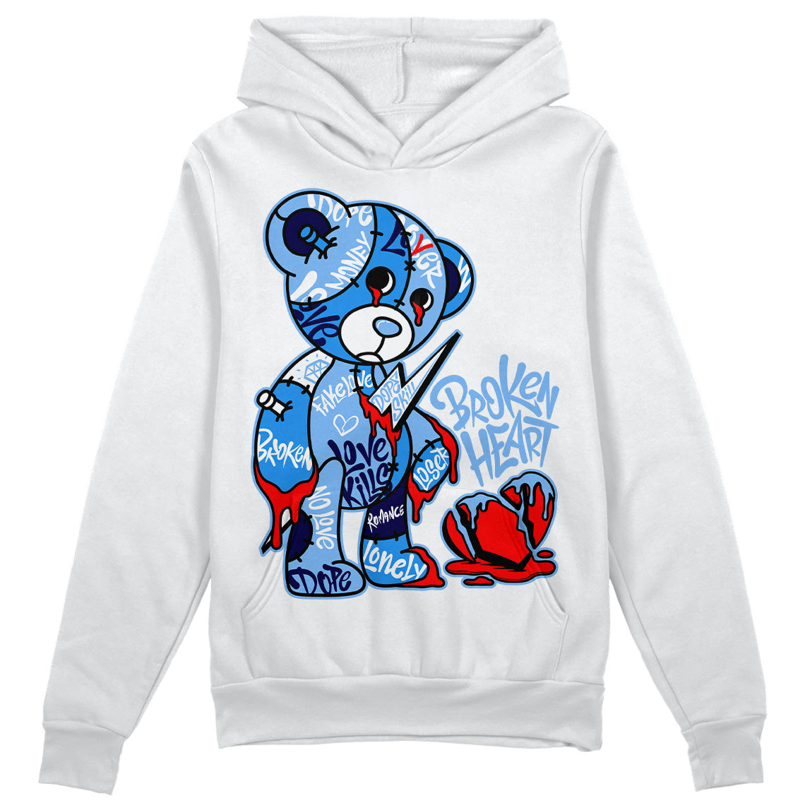 Jordan 9 Powder Blue DopeSkill Hoodie Sweatshirt Broken Heart Graphic Streetwear - White