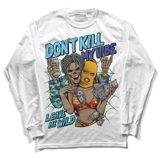 Jordan 1 Mid GS 'Six Championships DopeSkill Long Sleeve T-Shirt Don't Kill My Vibe Graphic Streetwear - White