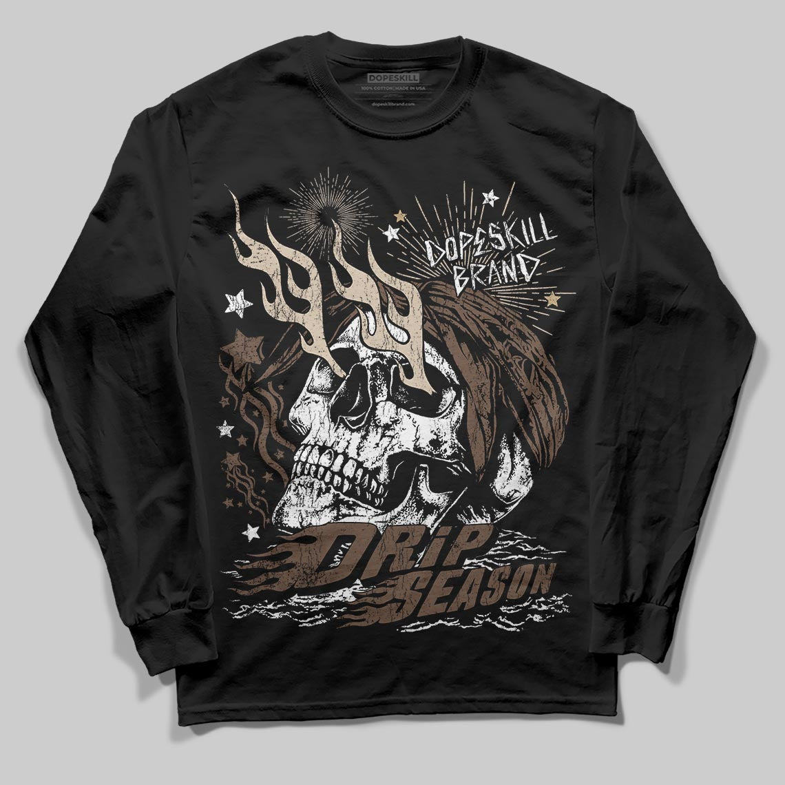 A Ma Maniére x Air Jordan 4 “Dark Mocha” DopeSkill Long Sleeve T-Shirt Drip Season Graphic Streetwear - Black