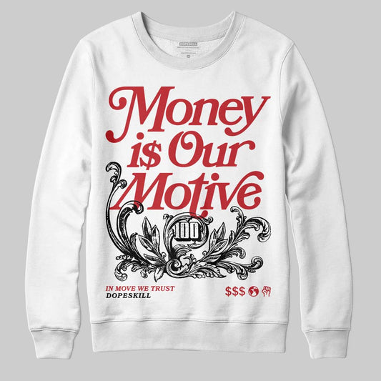 Jordan 1 Low OG "Chicago" DopeSkill Sweatshirt Money Is Our Motive Typo Graphic Streetwear - White
