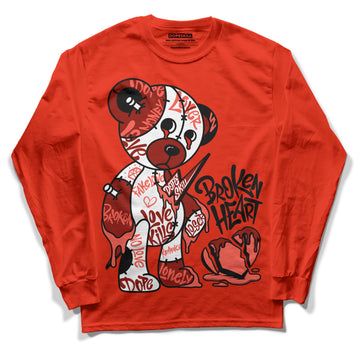 Yeezy Foam Runner Red Dopeskill Vermillion Red Long Sleeve T-Shirt Broken Heart Graphic Streetwear