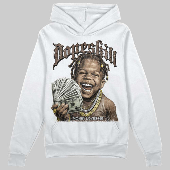 A Ma Maniére x Air Jordan 4 “Dark Mocha” DopeSkill Hoodie Sweatshirt Money Loves Me Graphic Streetwear - White