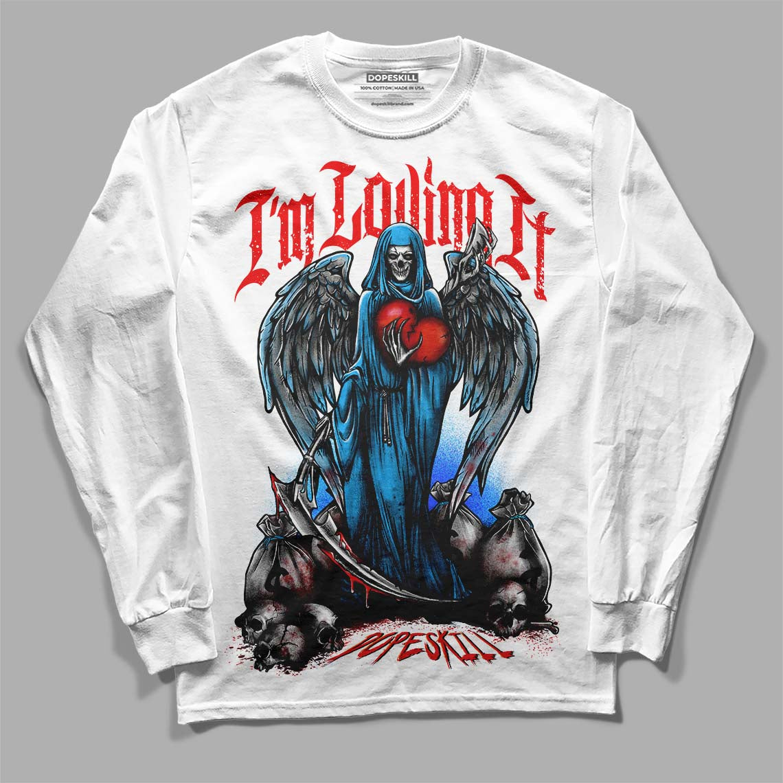 Jordan 2 Low "University Blue" DopeSkill Long Sleeve T-Shirt New I'm Loving It Graphic Streetwear - White