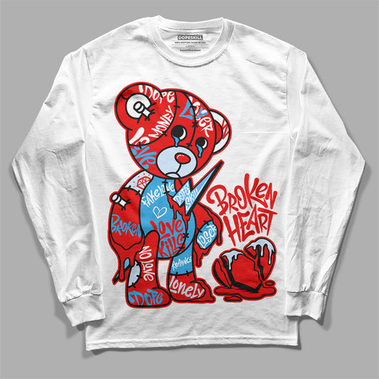 Jordan 11 Retro Cherry DopeSkill Long Sleeve T-Shirt Broken Heart Graphic Streetwear - White 