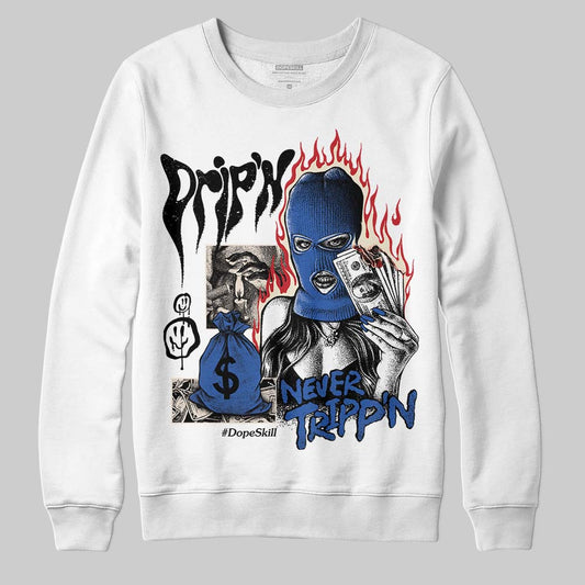 Jordan 1 Low Travis Scott x Fragment DopeSkill Sweatshirt Drip'n Never Tripp'n Graphic Streetwear - White