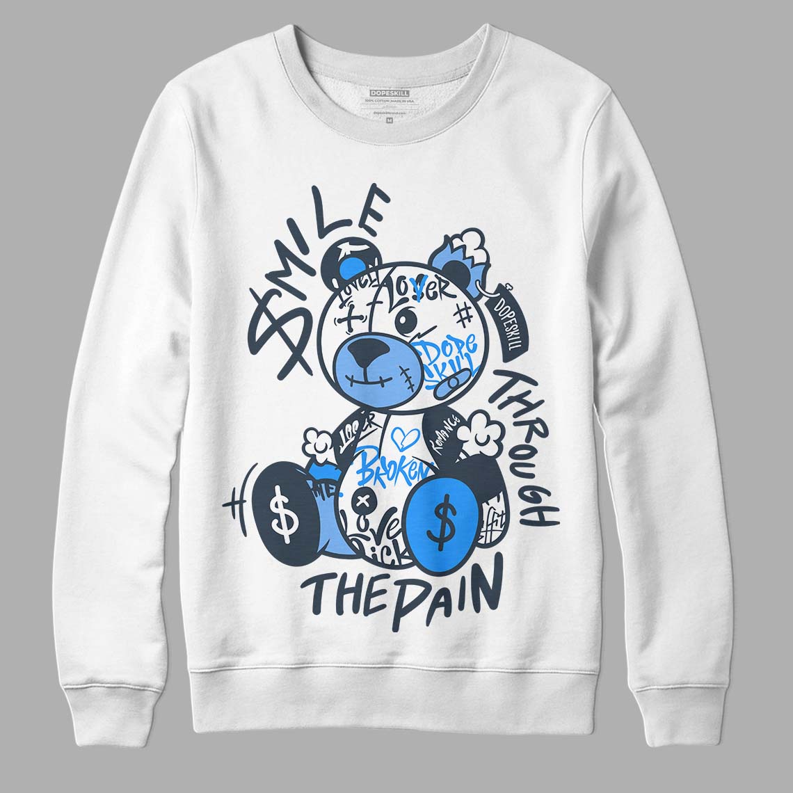 Jordan 6 Midnight Navy DopeSkill Sweatshirt Smile Through The Pain Graphic Streetwear