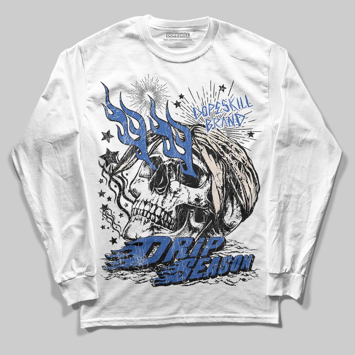 Jordan 1 Low Travis Scott x Fragment DopeSkill Long Sleeve T-Shirt Drip Season Graphic Streetwear - White