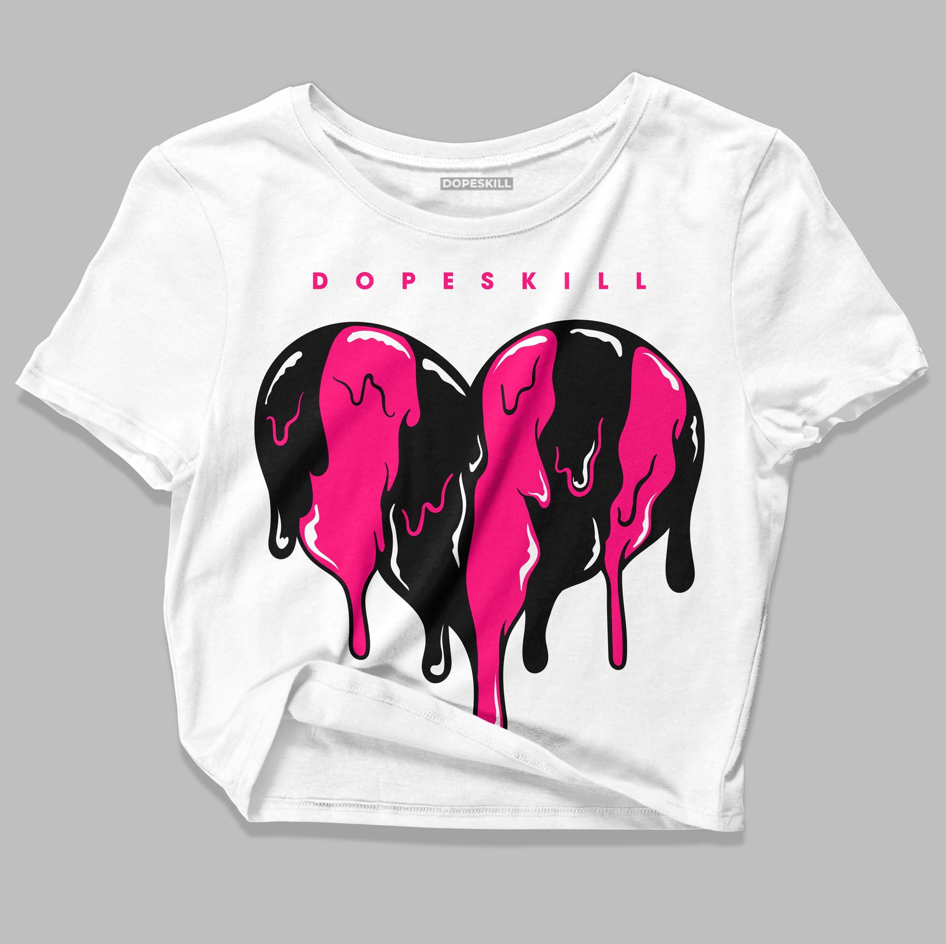 Jordan 1 Low GS “Fierce Pink” Dopeskill Women's Crop Top Slime Drip Heart Graphic Streetwear - White