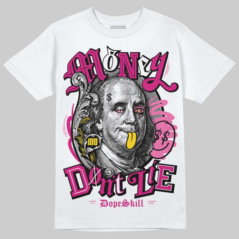 Rick Owens Pink Leather Low Sneakers DopeSkill T-Shirt Money Don't Lie Graphic Streetwear - White