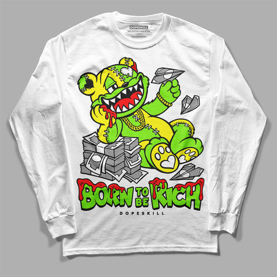 Neon Green Sneakers DopeSkill Long Sleeve T-Shirt Born To Be Rich Graphic Streetwear - White 