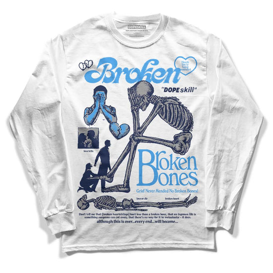 Jordan Spiz’ike Low “White/Obsidian” DopeSkill Long Sleeve T-Shirt Broken Bones Graphic Streetwear - White