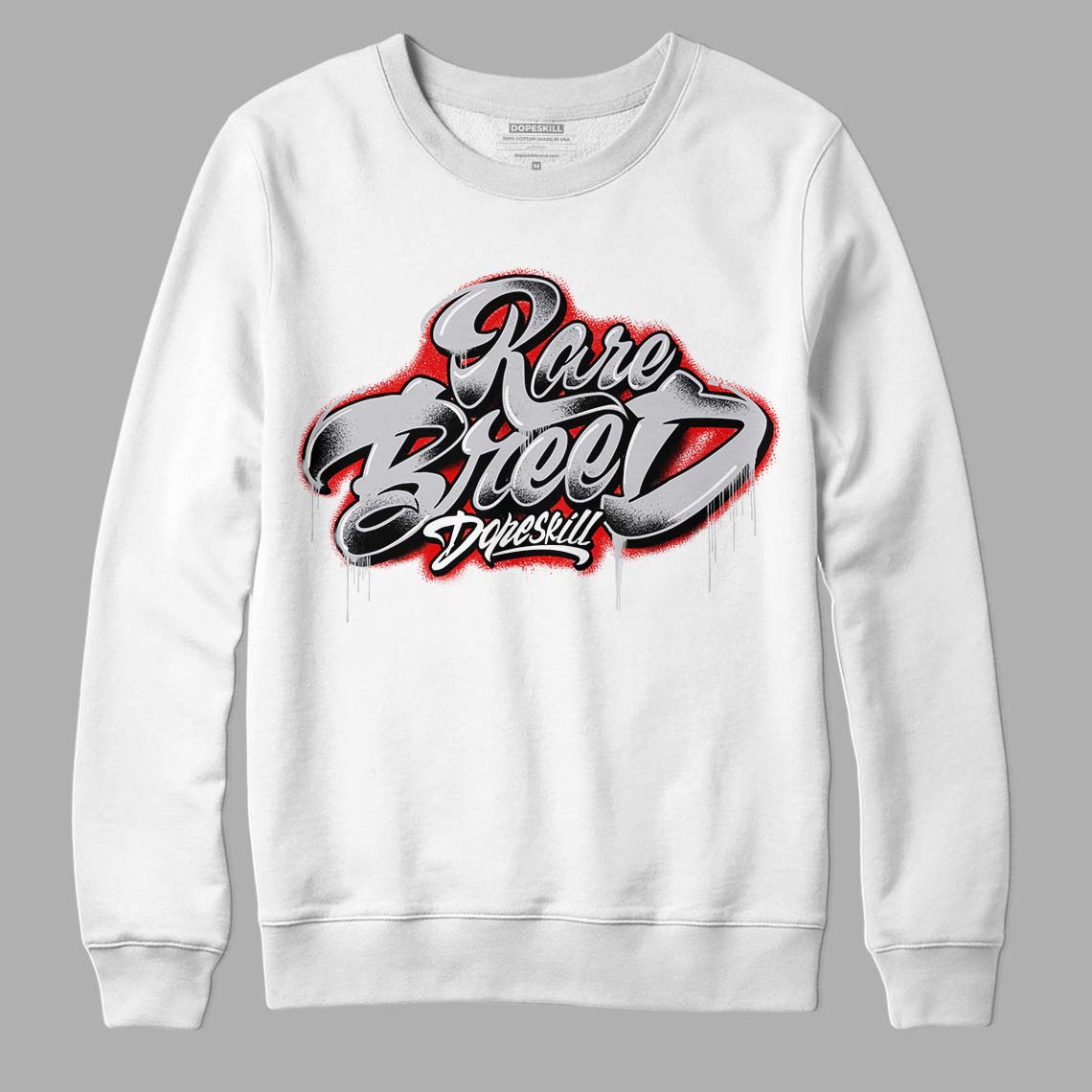 Jordan 2 Retro "Black Cement" DopeSkill Sweatshirt Rare Breed Type Graphic Streetwear - White