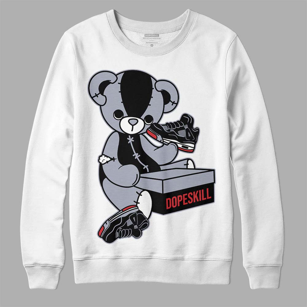 Jordan 4 “Bred Reimagined” DopeSkill Sweatshirt Sneakerhead BEAR Graphic Streetwear - White