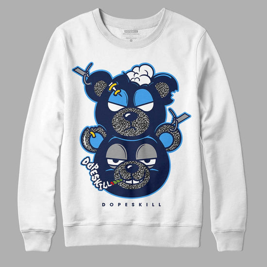 Jordan 3 "Midnight Navy" DopeSkill Sweatshirt New Double Bear Graphic Streetwear - White 