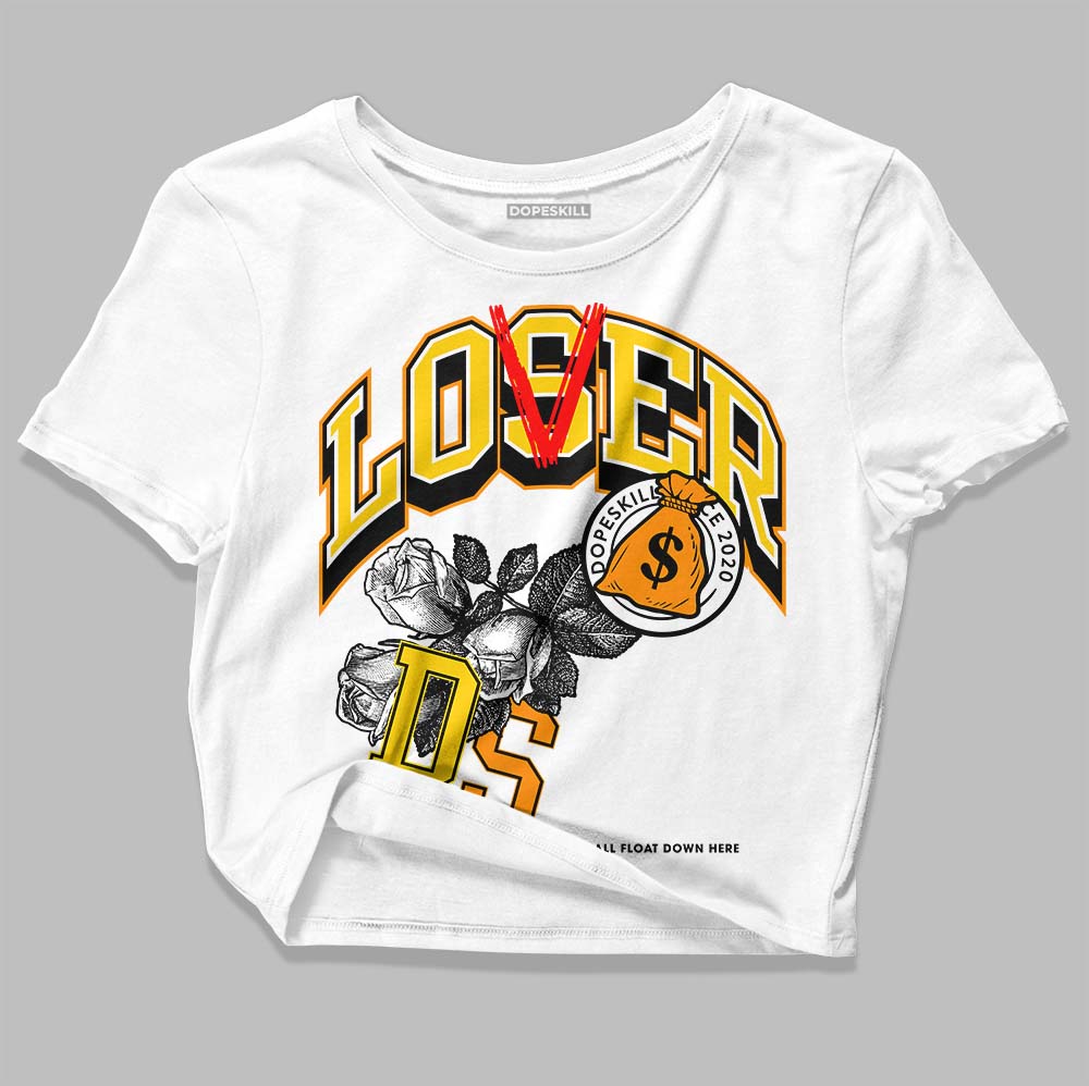 Jordan 6 “Yellow Ochre” DopeSkill Women's Crop Top Loser Lover Graphic Streetwear - White