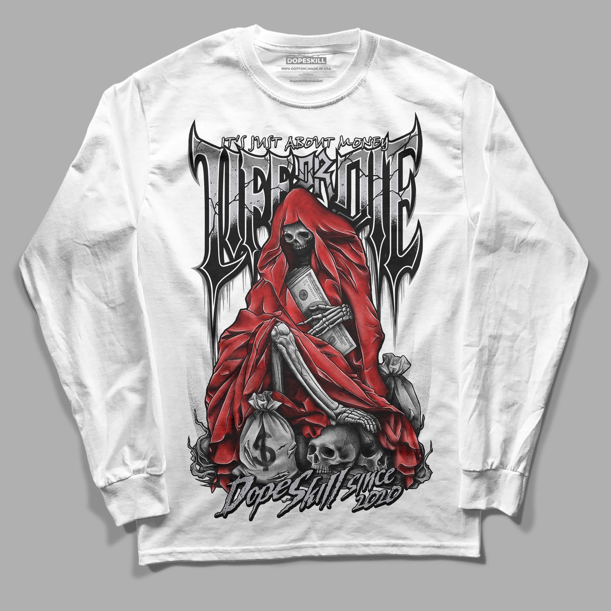 Grey Sneakers DopeSkill Long Sleeve T-Shirt Life or Die Graphic Streetwear - White