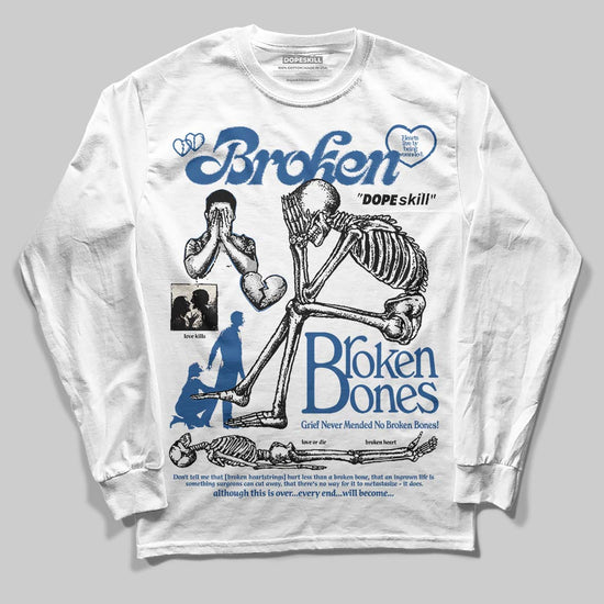 Jordan 1 Low OG “Storm Blue” DopeSkill Long Sleeve T-Shirt Broken Bones Graphic Streetwear - White 