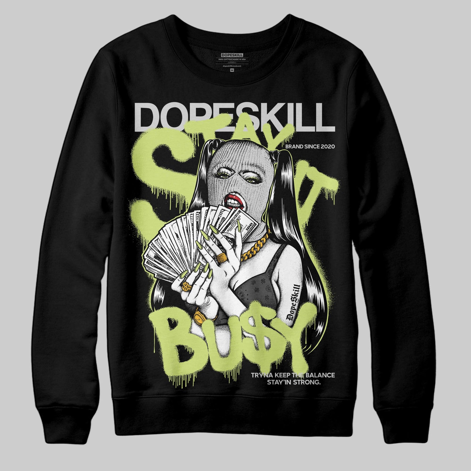 Jordan 4 GS “Light Lemon Twist” DopeSkill Sweatshirt Stay It Busy Graphic Streetwear - Black