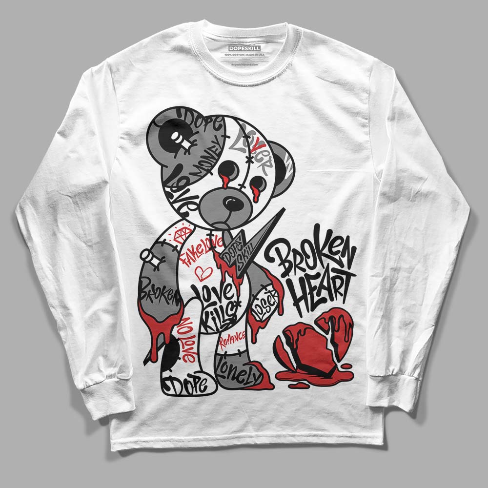 Jordan 1 High OG “Black/White” DopeSkill Long Sleeve T-Shirt Broken Heart Graphic Streetwear - White 