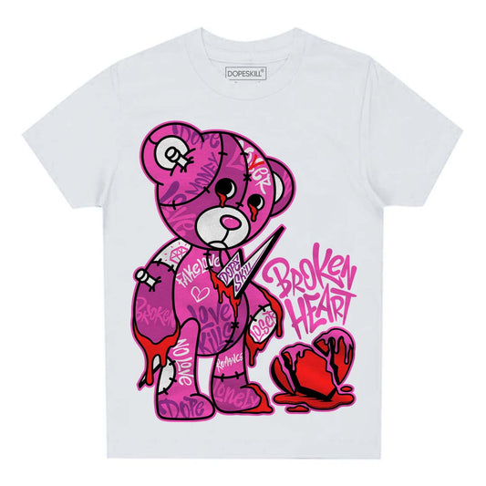 Jordan 4 GS “Hyper Violet” DopeSkill Toddler Kids T-shirt Broken Heart Graphic Streetwear - White