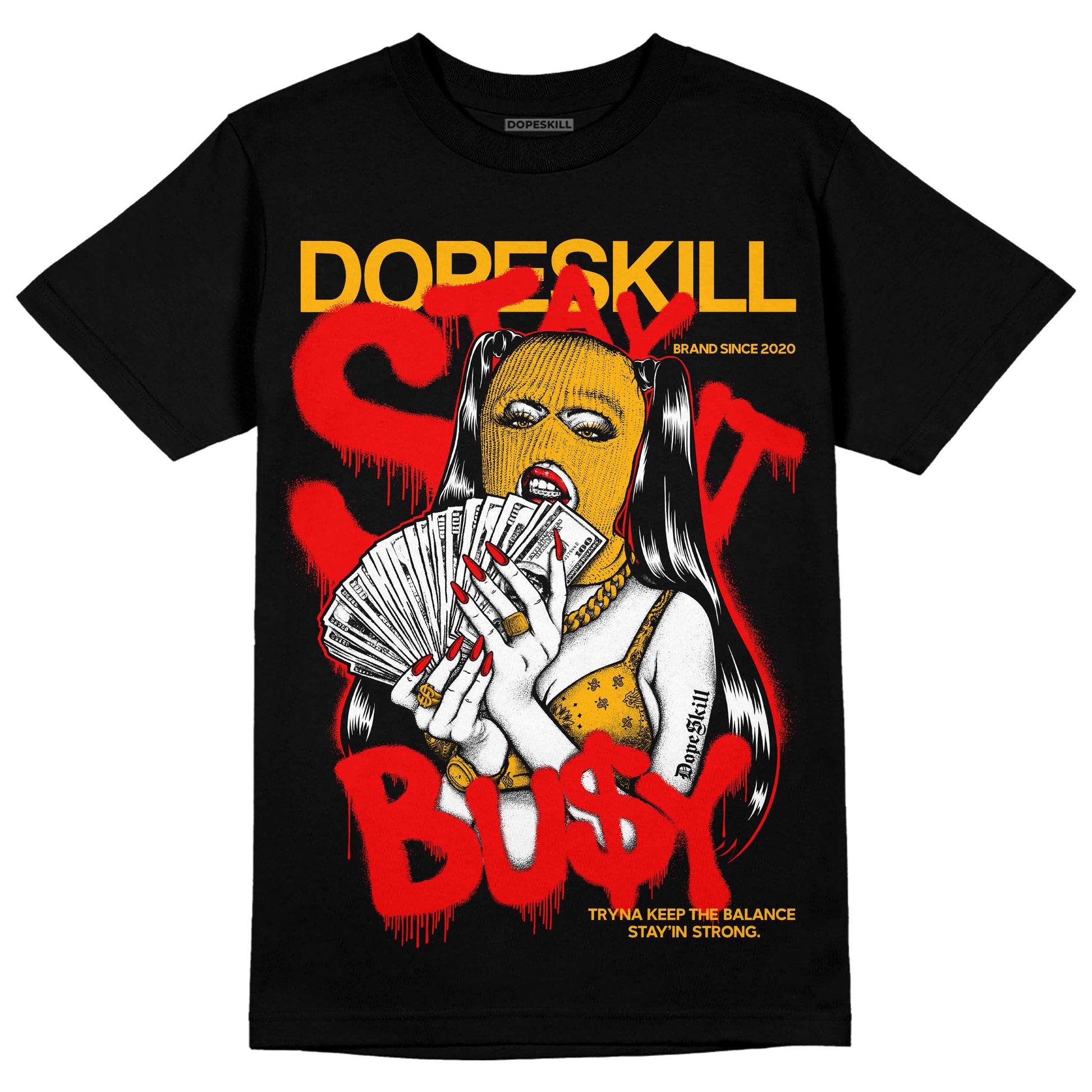 Red Sneakers DopeSkill T-Shirt Stay It Busy Graphic Streetwear - Black 