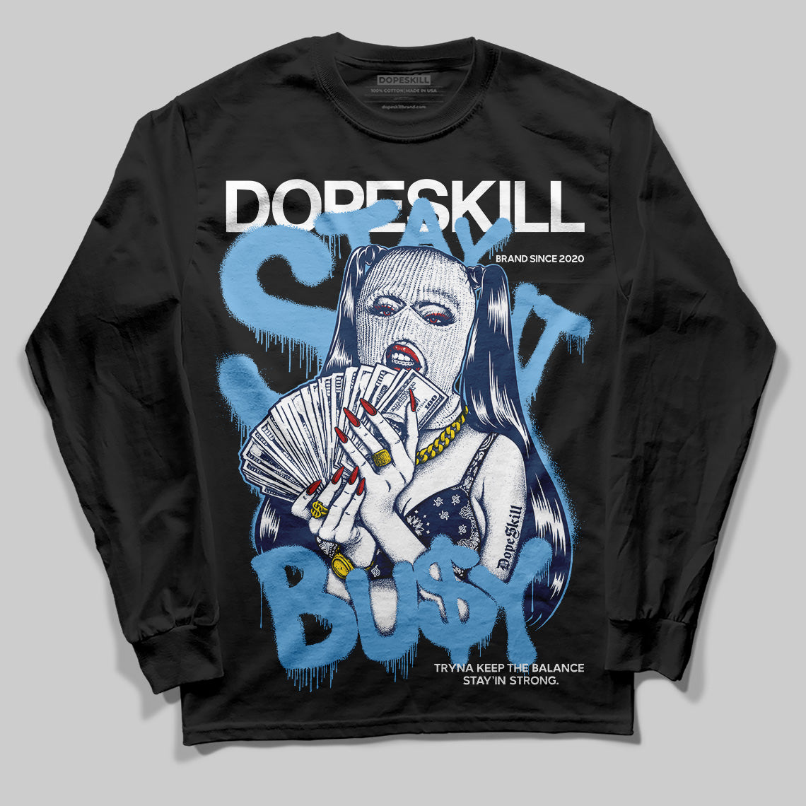 Jordan 4 SB “Summit White/Navy” DopeSkill Long Sleeve T-Shirt Stay It Busy Graphic Streetwear - Black