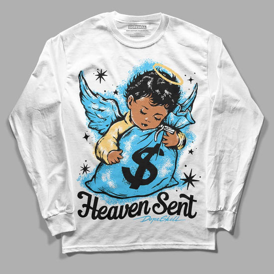 Jordan 13 Retro University Blue DopeSkill Long Sleeve T-Shirt Heaven Sent Graphic Streetwear - White