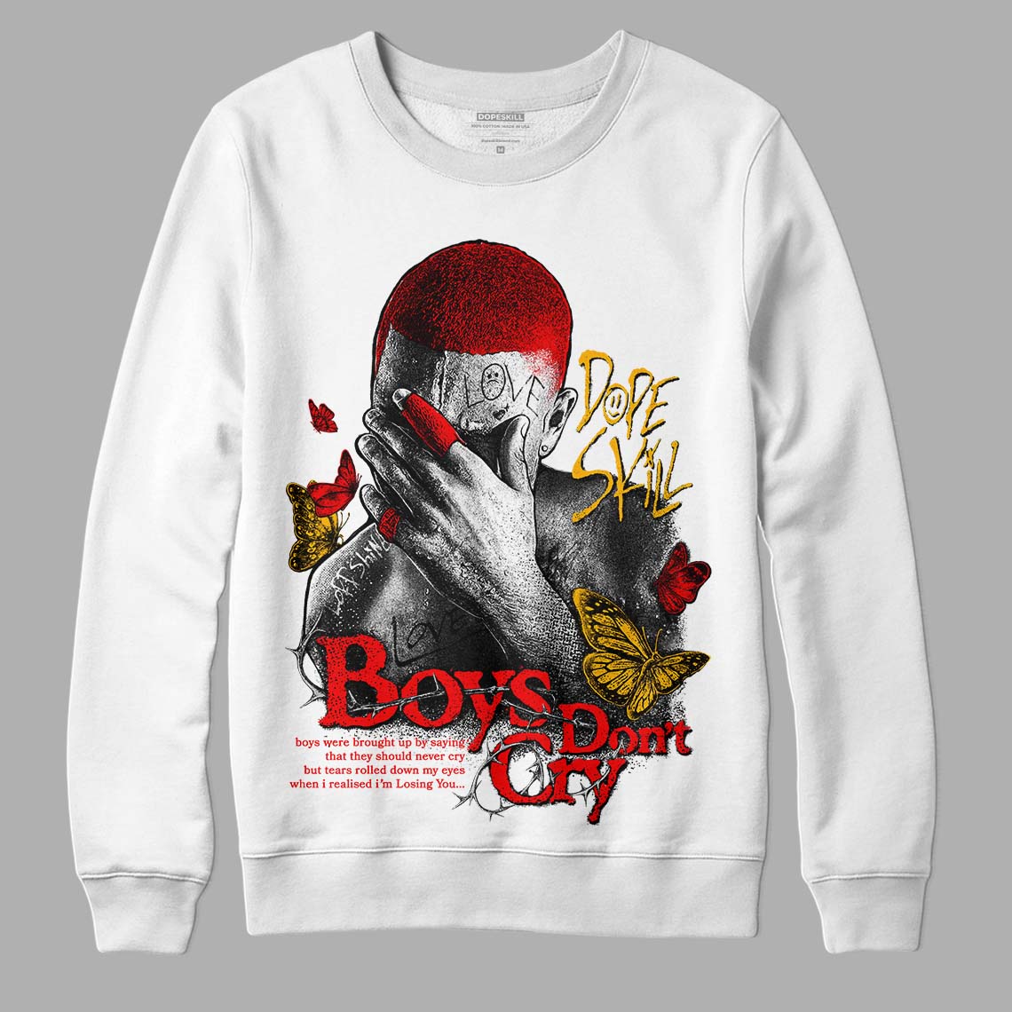 Red Sneakers DopeSkill Sweatshirt Boys Don't Cry Graphic Streetwear - WHite