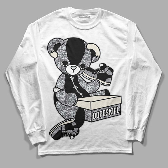 Jordan 1 Retro Low OG Black Cement DopeSkill Long Sleeve T-Shirt Sneakerhead BEAR Graphic Streetwear - White