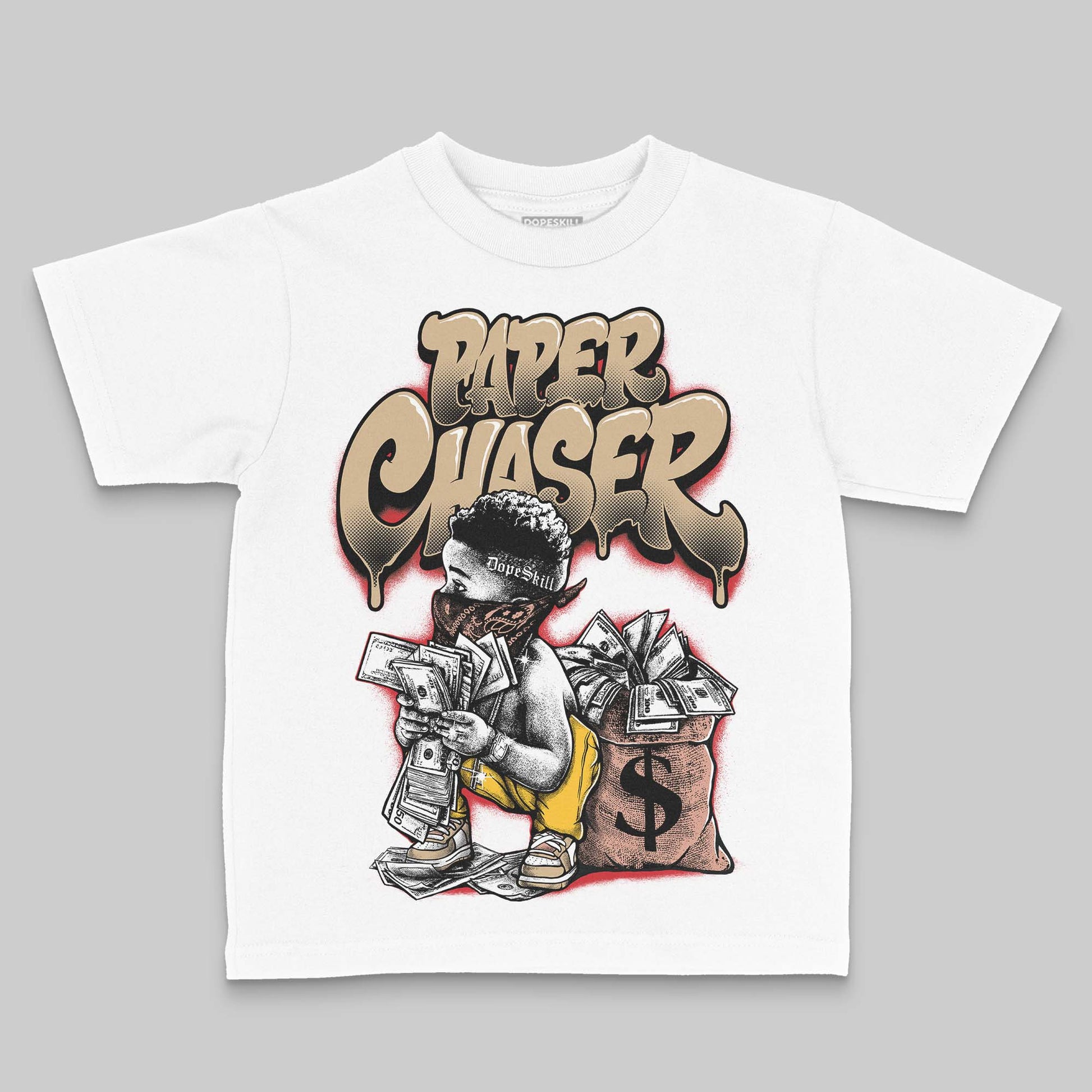 TAN Sneakers DopeSkill Toddler Kids T-shirt Paper Chaser Boy Graphic Streetwear - White