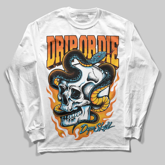 Orange, Black and White Sneakers DopeSkill Long Sleeve T-Shirt Drip or Die Graphic Streetwear - White 