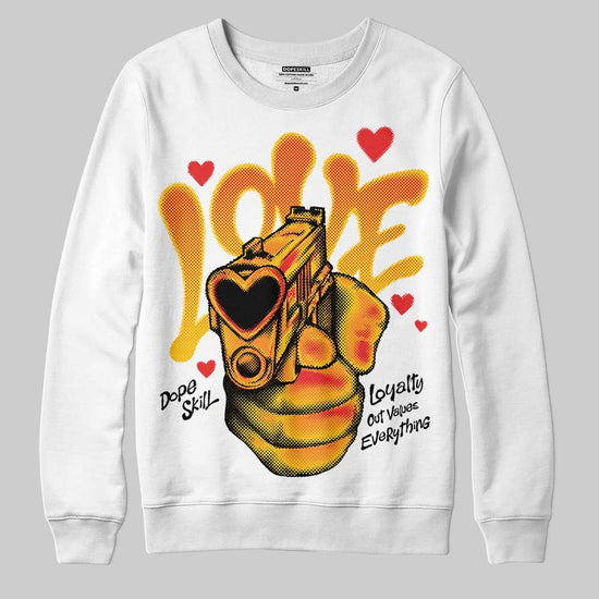 Yellow Sneakers DopeSkill Sweatshirt Love Shot Graphic Streetwear - White