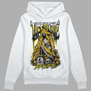 Jordan 4 Retro “Vivid Sulfur” DopeSkill Hoodie Sweatshirt Life or Die Graphic Streetwear - White 