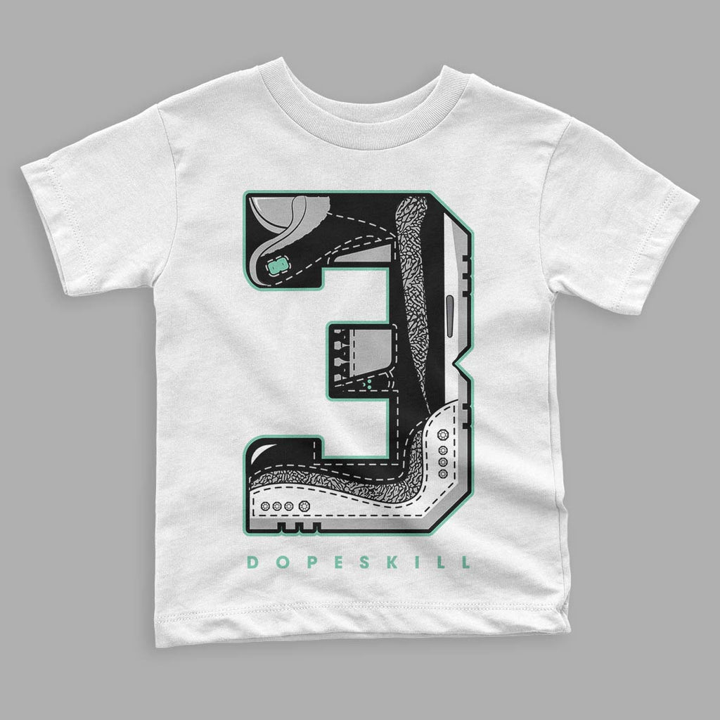 Jordan 3 "Green Glow" DopeSkill Toddler Kids T-shirt No.3 Graphic Streetwear - White 
