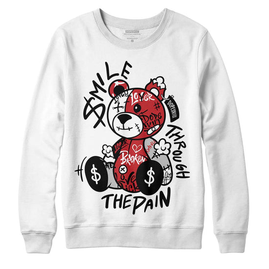 Jordan 12 “Red Taxi” DopeSkill Sweatshirt Smile Through The Pain Graphic Streetwear - White