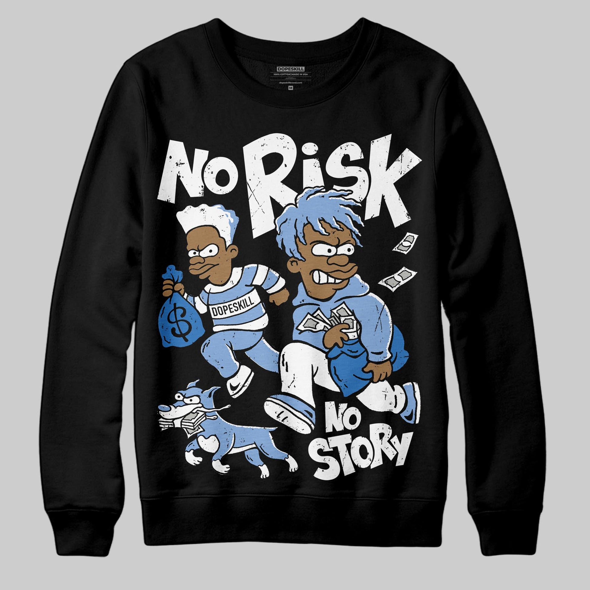 Jordan 4 WMNS 'Forget Me Not' DopeSkill Sweatshirt No Risk No Story Graphic Streetwear - Black