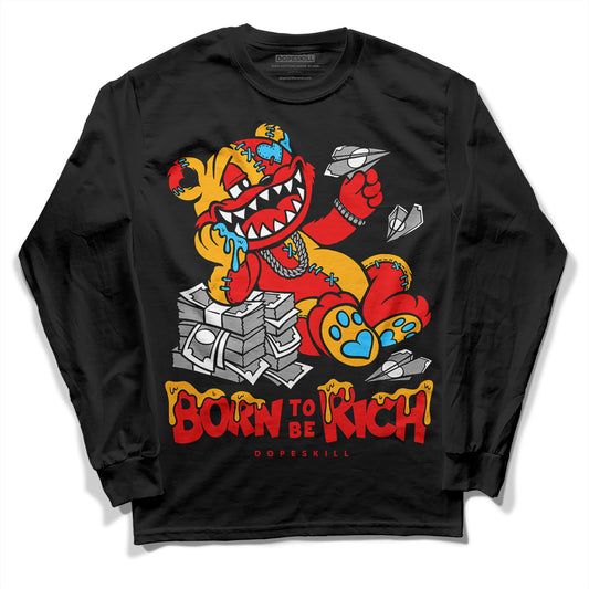 Red Sneakers DopeSkill Long Sleeve T-Shirt Born To Be Rich Graphic Streetwear - Black