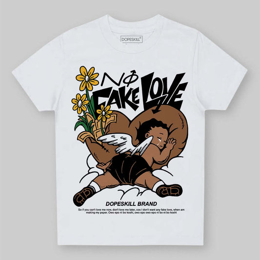 Jordan 1 High OG Black Metallic Gold DopeSkill Toddler Kids T-shirt No Fake Love Graphic Streetwear - WHite