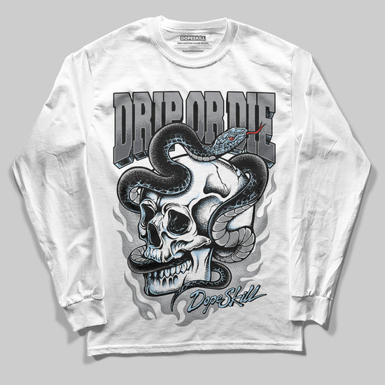 Jordan 5 Retro Wolf Grey (2026) DopeSkill Long Sleeve T-Shirt Drip or Die Graphic Streetwear - White